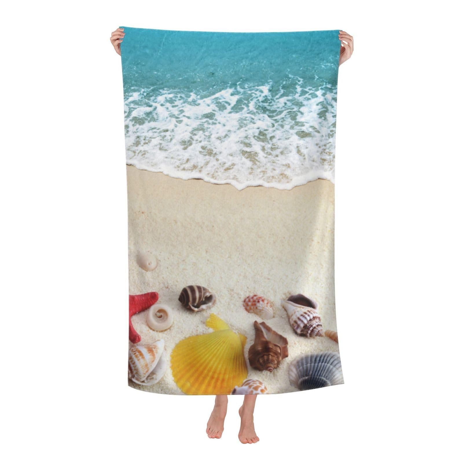 Toalla gimnasio suave de 80x130 cm con diseño de conchas y estrellas de mar