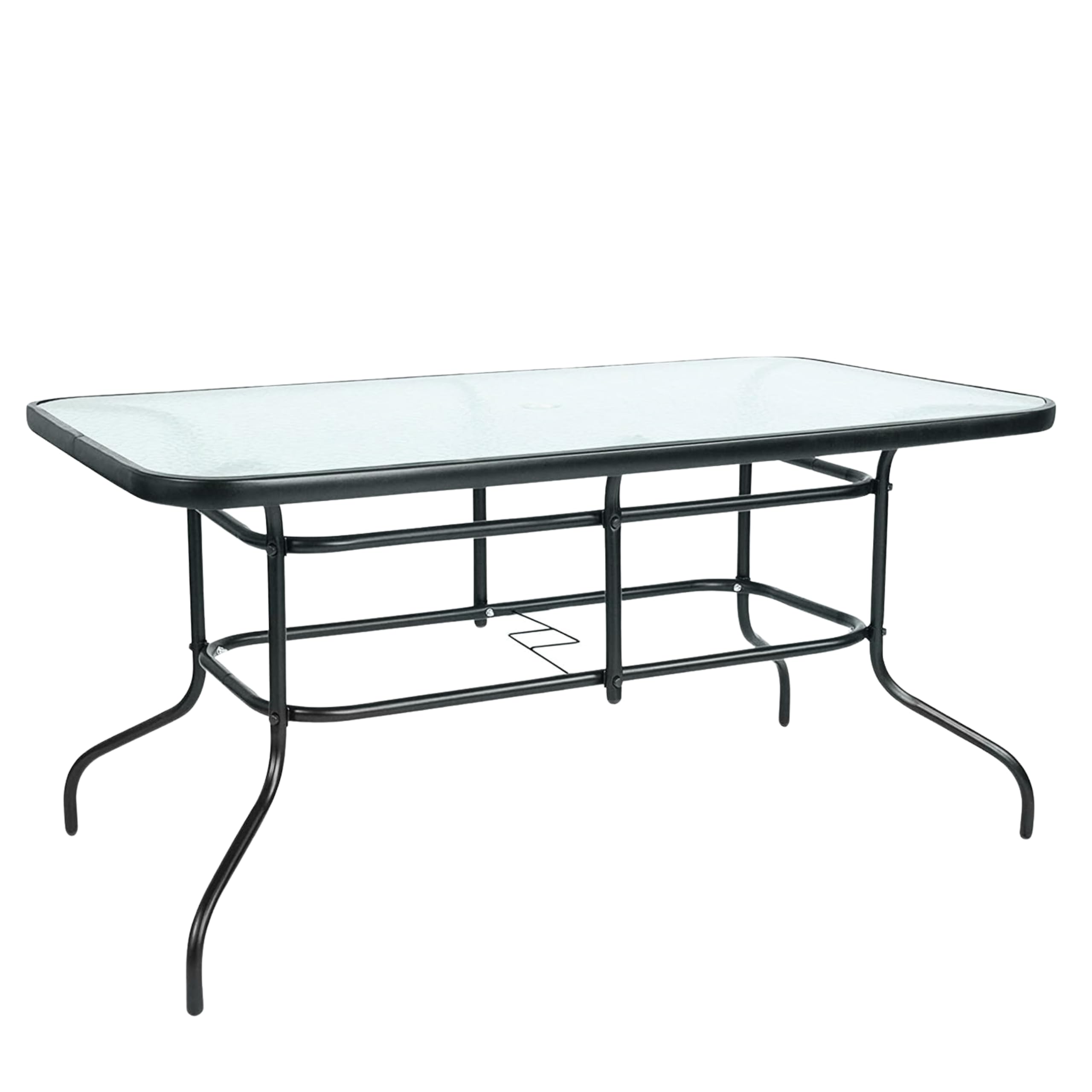ZOLTA Gartentisch 140 x 80 cm in Glas Terrassentisch Wetterfest Buffettisch Partytisch für Garten Terrasse und Balkon | 4-6 Personen | Outdoor Esstisch Campingtisch | Schwarz