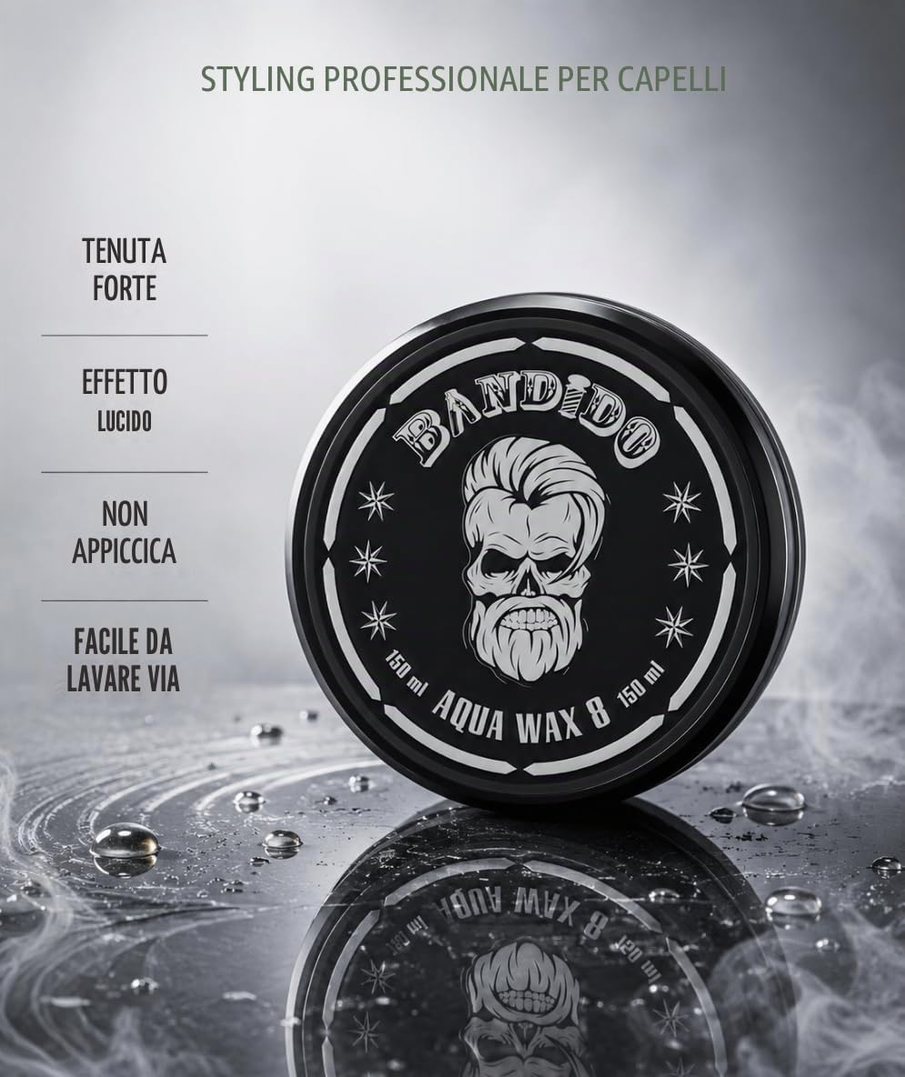 Bandido Aqua Hair Wax N. 8 - Cera per capelli da uomo, 150 ml