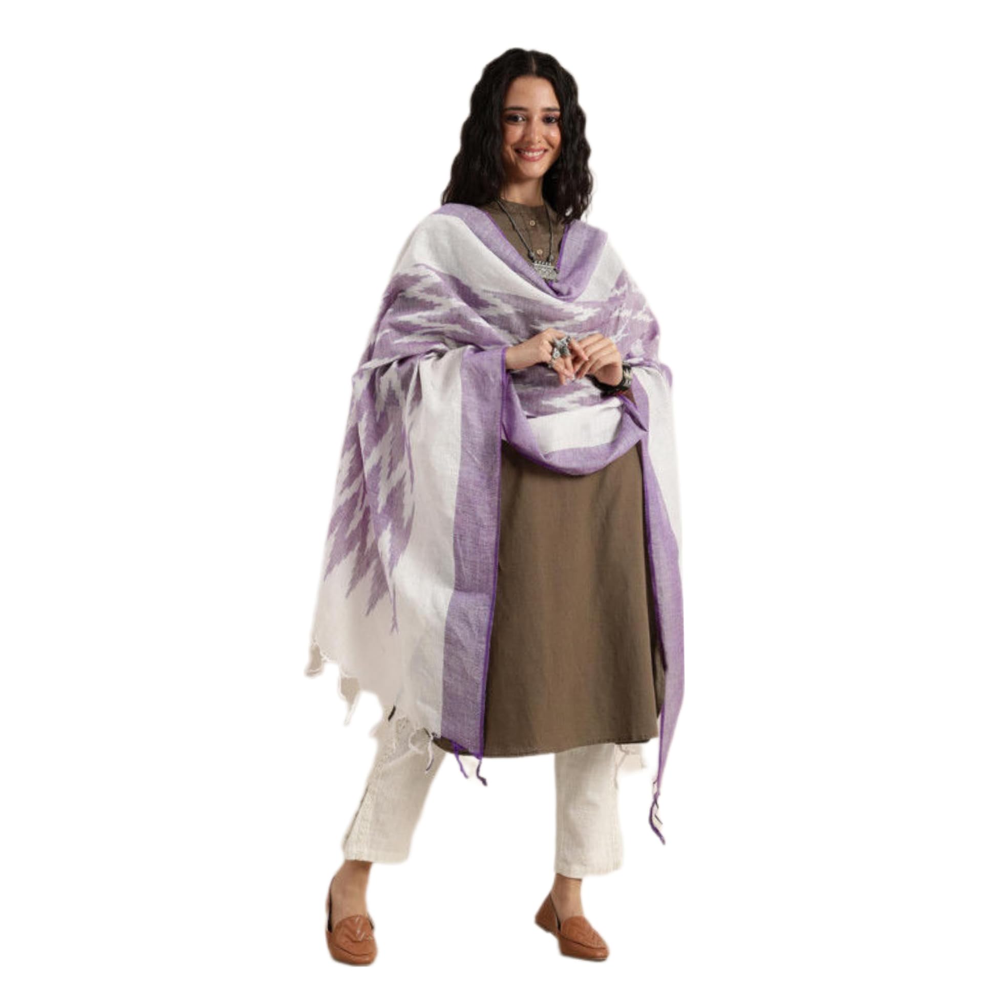 zafreen handloom Women's Handloom Cotton Ikkat Weaving Dupatta (Stole), Free Size-picture-35