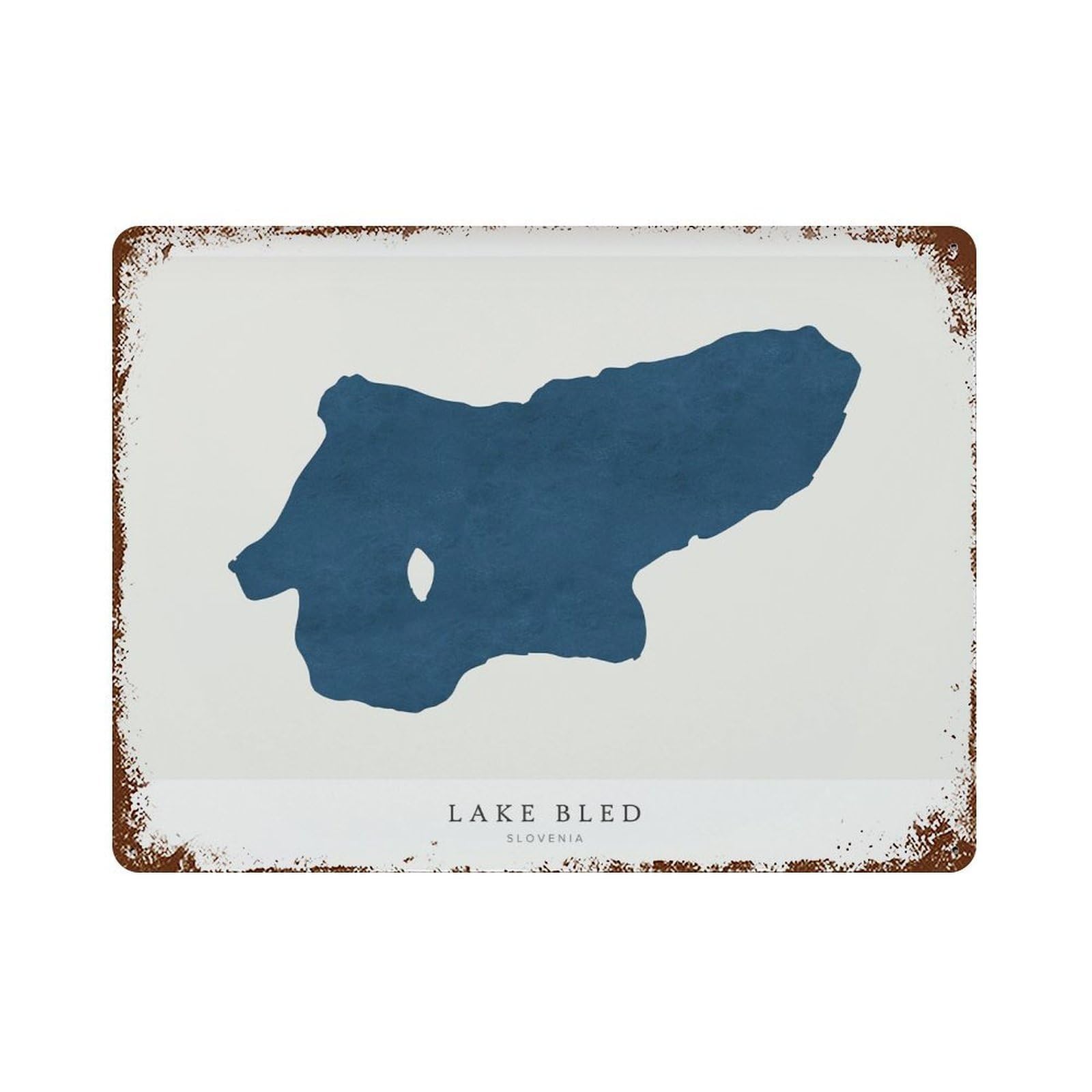 xiaoxiaoshen Lake Bled Map Slovenia (2) Wall Decor Art Metal Tin Poster Modern Home Decor Art Home Bar Shop Decorations Vintage Sign 30x40cm