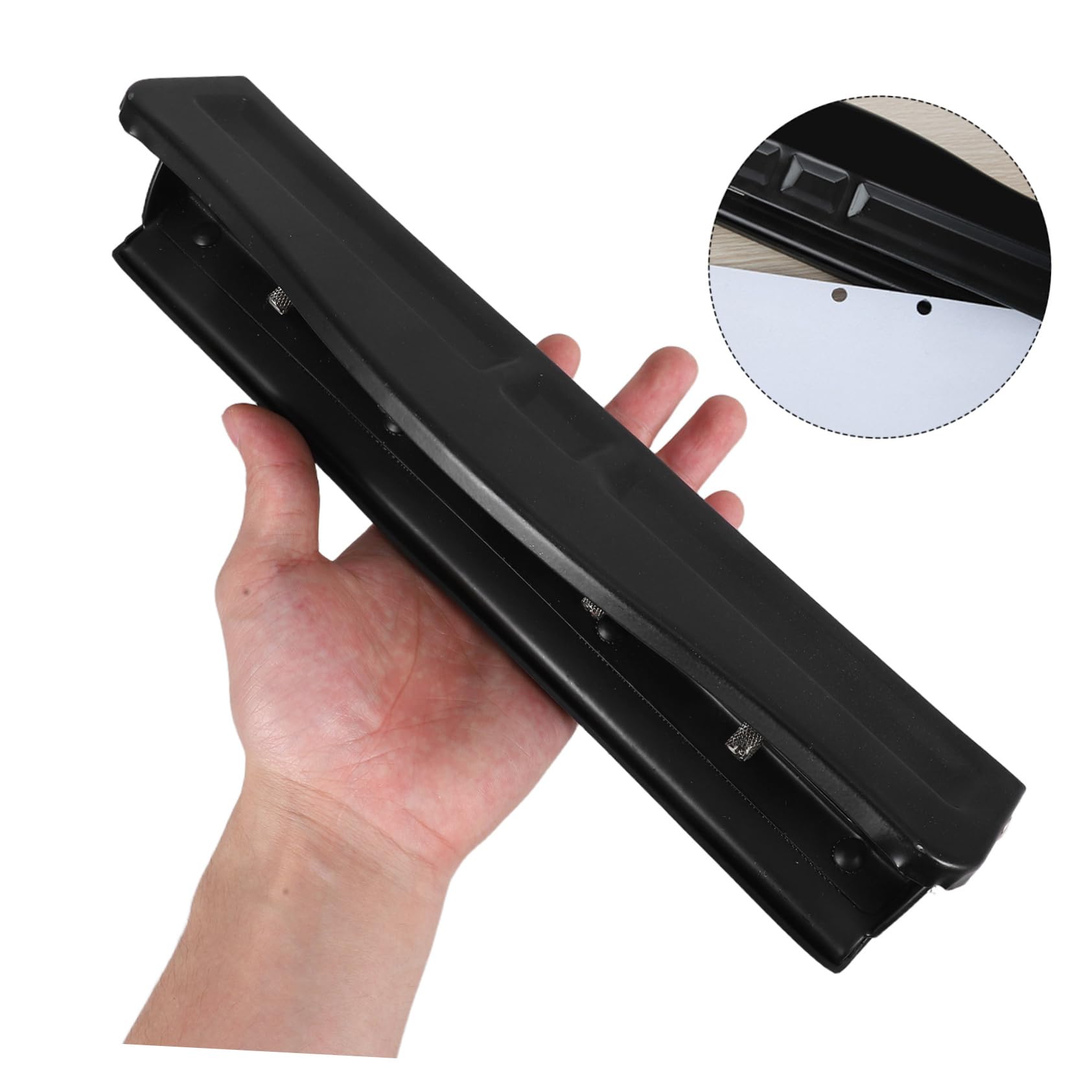 Perforatrice a 4 Fori Nera, Punzonatrice per Carta Regolabile | Plastica, per Scrapbooking e Rilegatura, Raccoglitore Trucioli Facile da Svuotare