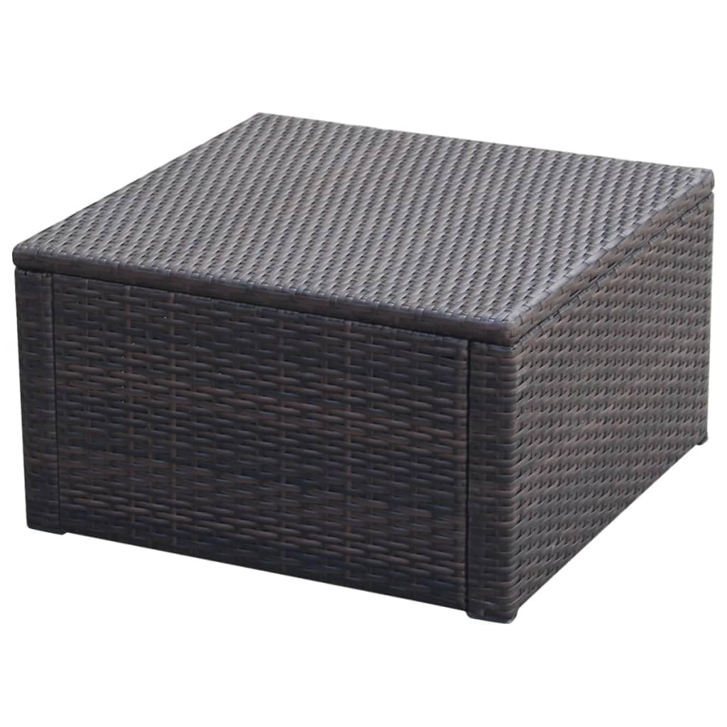 vidaXL Taburete Otomana de Jardín Asiento Reposapiés Patio Muebles Terraza Exterior Silla Aire Libre Poli Ratán Sintético Marrón Material Tipo Mimbre