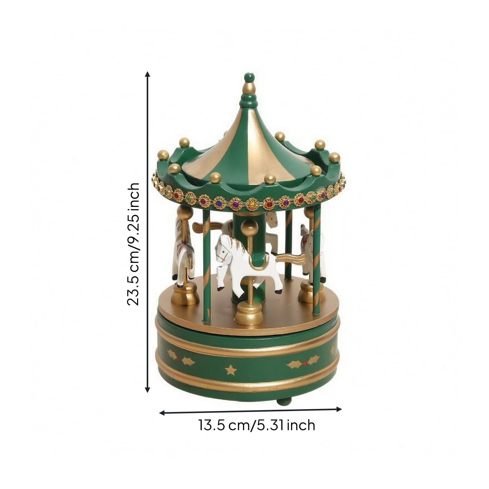 kowaku Caja Música Carrusel Navideño Nostálgico Carrusel Musical Madera Estilo Europeo Caja Música con para Chimenea, Verde