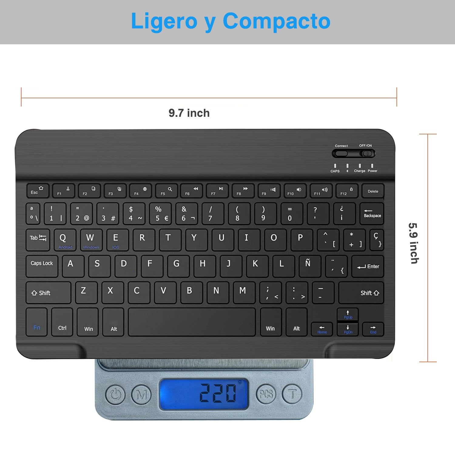 Retroiluminado Teclado y Ratón Inalámbrico Bluetooth, Teclado y Ratón Recargables Silenciosos y Portátiles para iPad Tablet/PC/iOS/Android/Windows, QWERTY Español Ñ, Retroiluminado