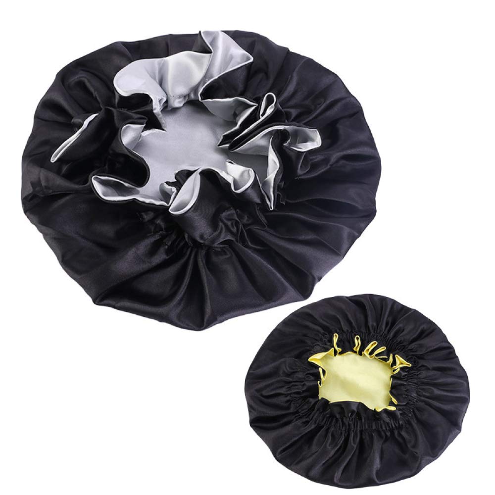 Yang Xin. Style 2 pcs Parent-child satin night hat,double layer drawstring hat