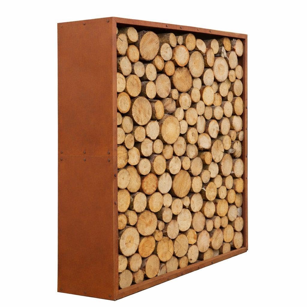ESTEXO Brennholzlager Holzunterstand Rost Brennholzregal Edelrost Sichtschutzwand Cortenstahl (200x200x38 cm)