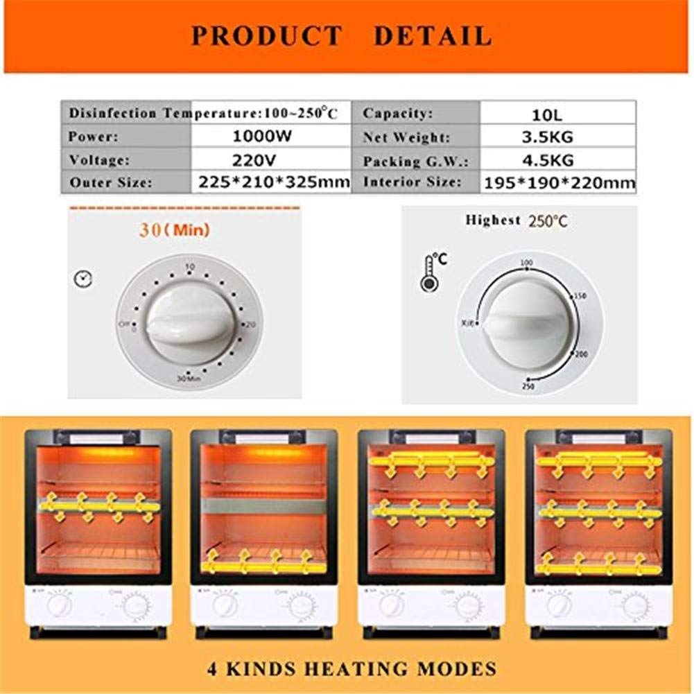 10L Esterilizador de Uñas Infrarrojo de Alta Temperatura Temporizador de Calor del Gabinete Sanitizing Box Manicure Spa Hair Beauty Salon Esterilización Desinfectante, 001