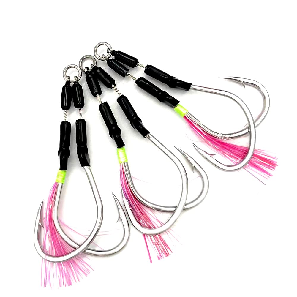 Capt.wangCapt Jay Fishing Assist Hooks Jigging Slow Fast Jigs Fishing Hooks Jigging Hooks Jigging jigs Stinger Jigging jigs Hook Dancing Jigging Hooks (3 Pcs, 5/0-Wire)