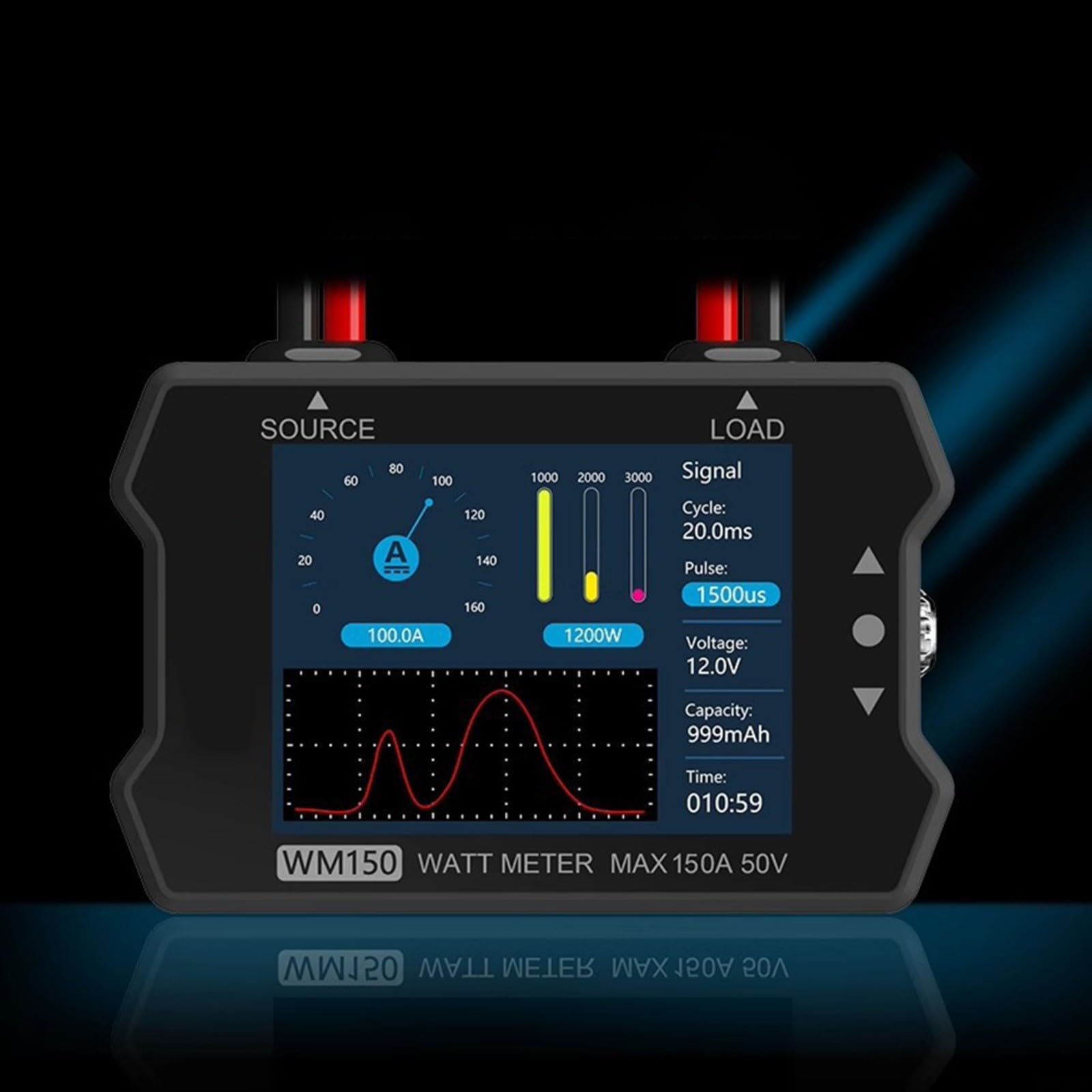WM150 Leistungsmesser Wattmeter Analysator, 1-50V 150A LCD Display Spannung und Strom Tester mit für PWM Signalgenauigkeit für RC, fpv, ESC und für Batterieprüfung