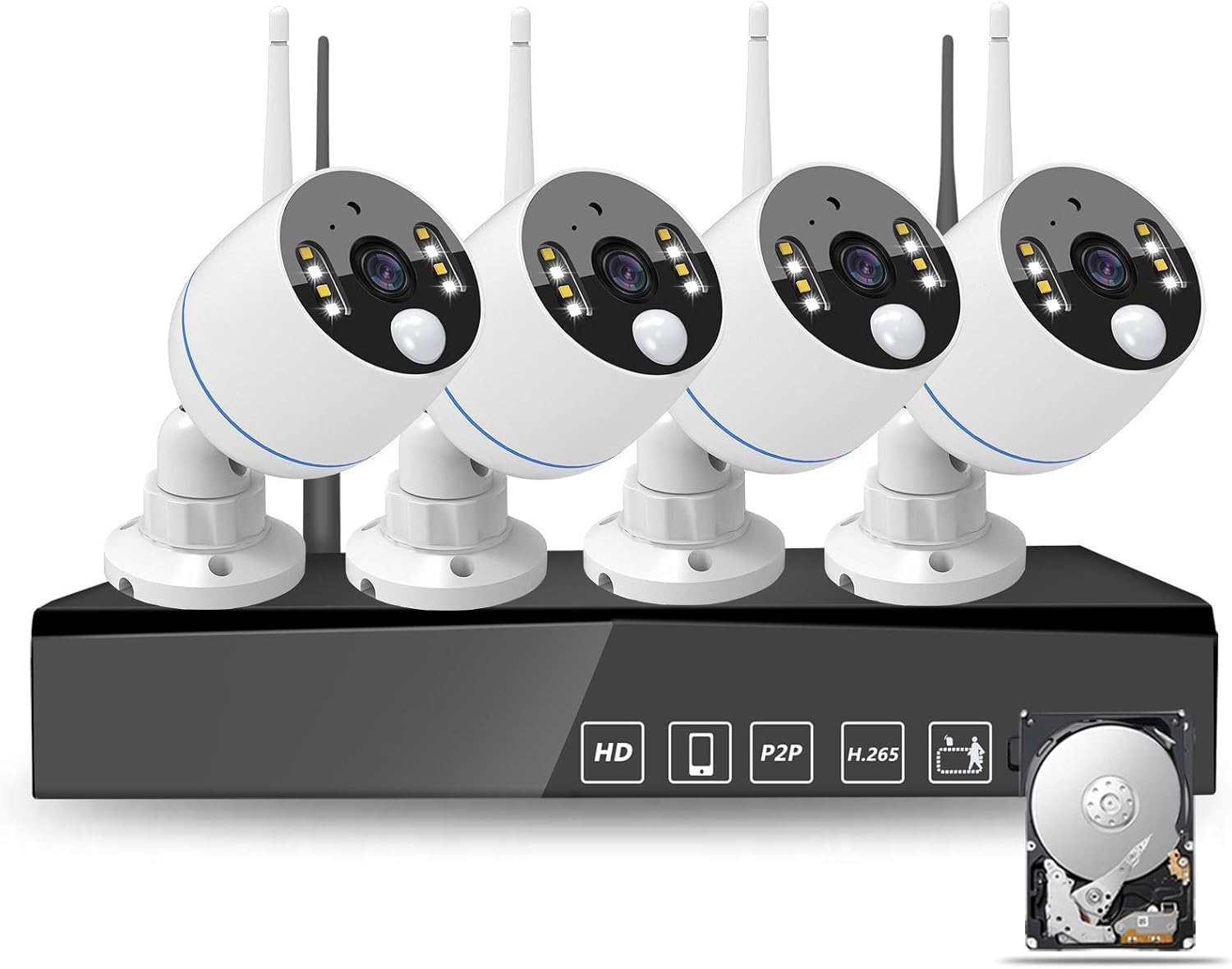 Kit de caméra de Surveillance extérieure Wi-FI, 4 x 1080p, 2 to, 8