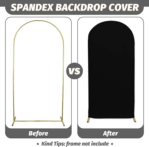 Miniatura 2 de MODFUNS Cubierta de arco de boda de 5 pies, cubierta de telón de fondo de arco beige elástica, cubierta de telón de fondo de arco de elastano