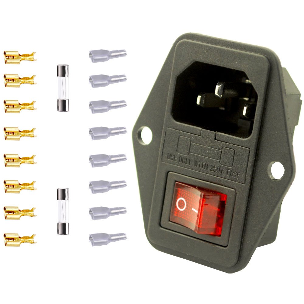 Inlet Module Plug Rocker Switch Power Socket Artrinck Rated 10A 250V AC Power Socket Rocker Switch 3 Pin IEC320 C14 ...