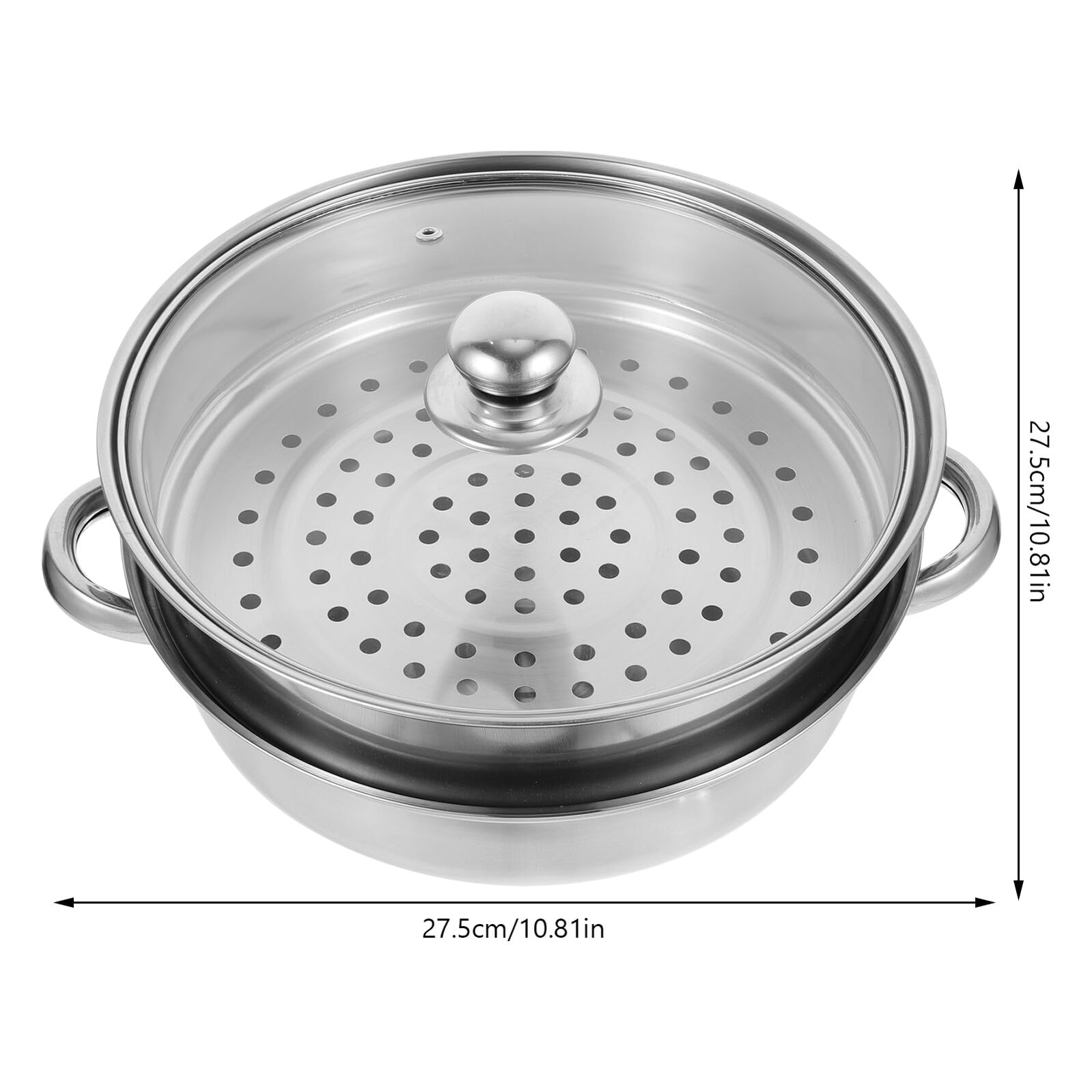 Olla Vaporera de Acero Inoxidable Doble Capa para Cocina Diseño de Asa, Cocedor de Verduras al Vapor Multifunción Adecuado para Uso en Cocina