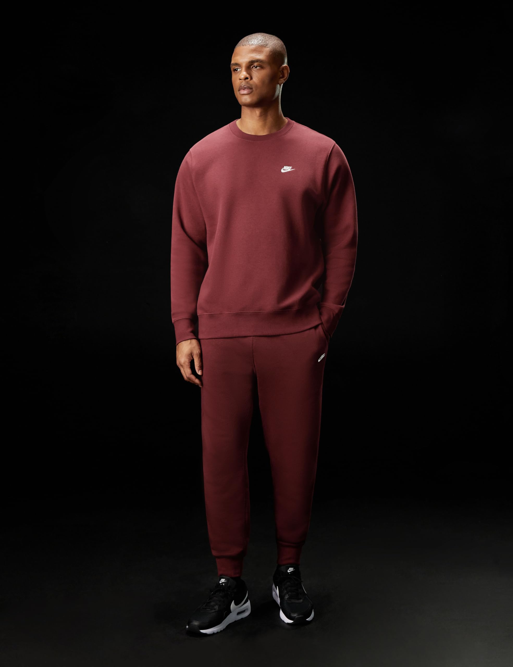NIKE Felpa da Uomo Girocollo Club Fleece Bordeaux