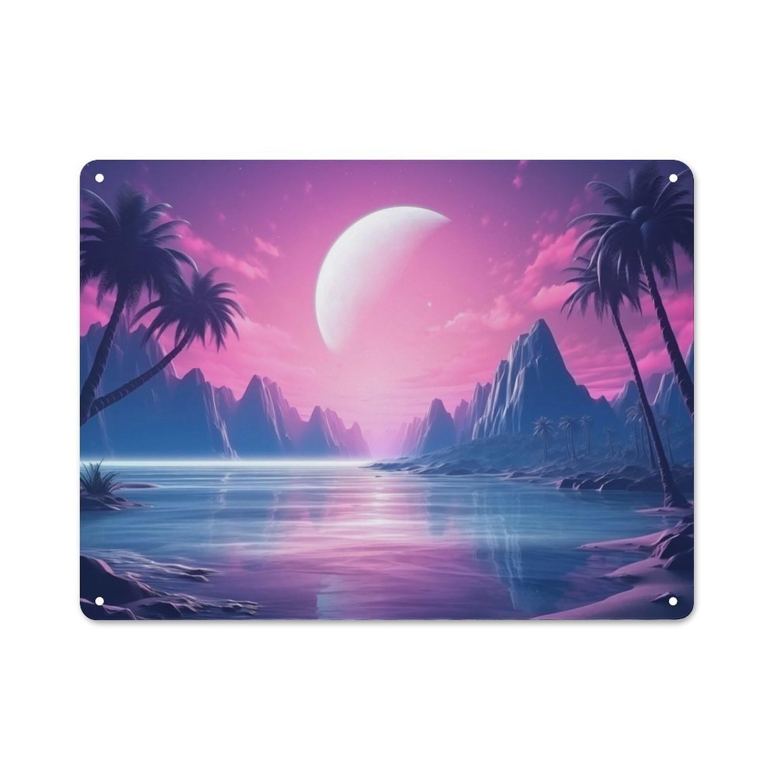 Junmoney Style-18 Vibrant Synthwave Horizons Decorative Tin Sign 30X40cm, Rustic Rustic Kitchen Decor For Kitchen, Cottage, Porch Or Garden Room