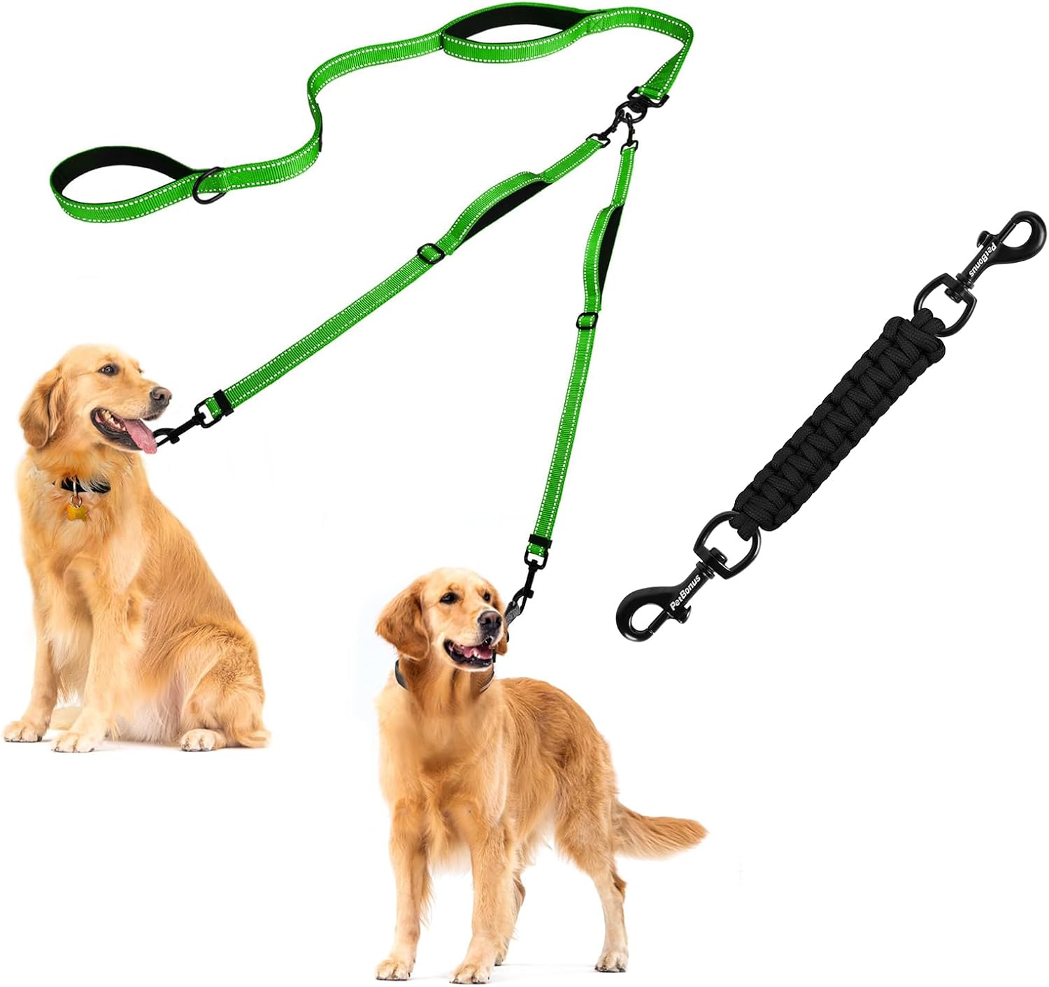 PetBonus Double Dog Leash and Dog Collar Safety Clip