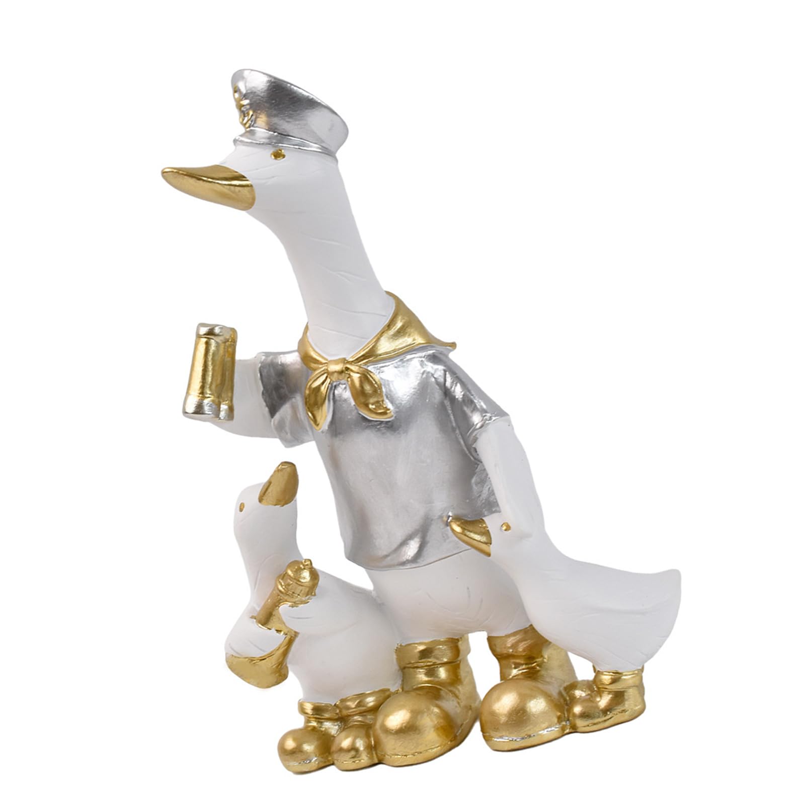 Tabletop Decor Sculpture with Bird Character Design, Resin Accent Piece in White Finish for Shelf Mantel or Window Use Ducks Statues Animal Sculptures Ornament Ducks Figurine Bird Shelf Ornament Resin
