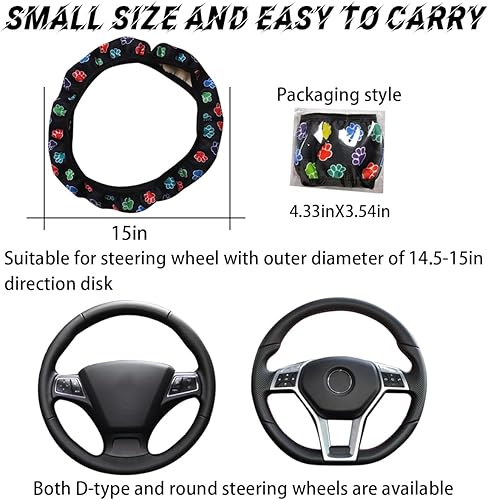 Miniatura 2 de BESULEN Funda universal de 15 pulgadas para volante de automóvil, suave elástica y cómoda, bonita funda protectora de volante de flores, cálida en