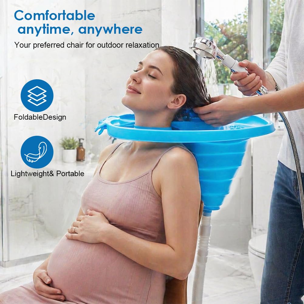 Haarwaschbecken für Bettlägerige, Mobiles Shampoo Waschbecken, Faltbares Haarwaschbecken, Tragbares Haarwaschwanne Waschbecken mit Drainage für Senioren, Schwangere, Salon, Kinder
