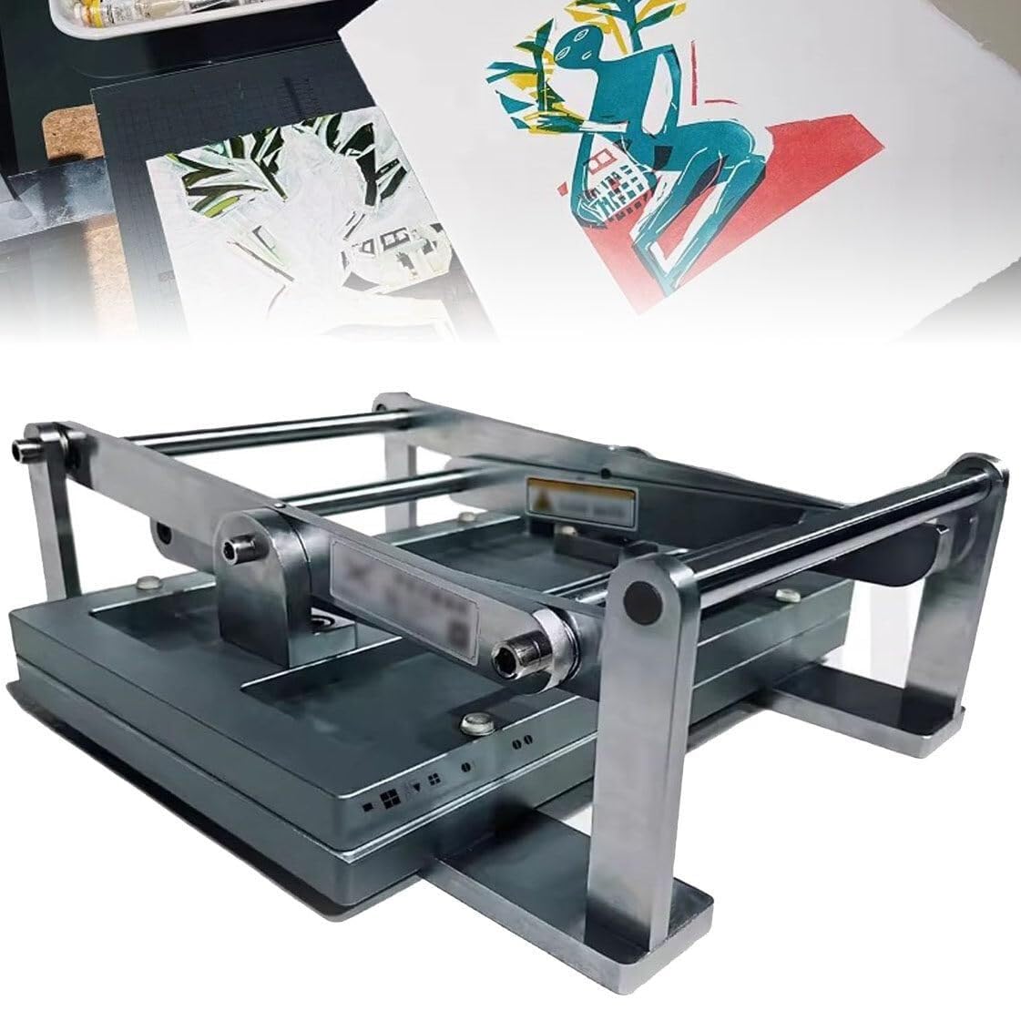 Macchina da stampa per linoleum, design a doppia leva per stampa A4, piastra da stampa 35 x 24 cm, ideale per biglietti, francobolli e progetti artistici