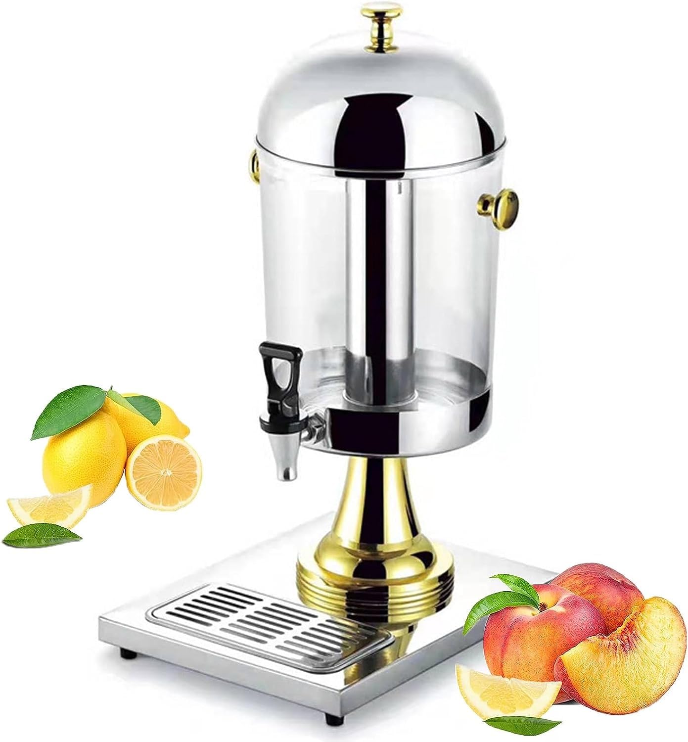 ASerZenith Drink Dispenser With Tap, Commercial Heavy Duty Beverage Dispenser, Stainless Steel Cold Juice Dispenser, For Party(Gold-8L)