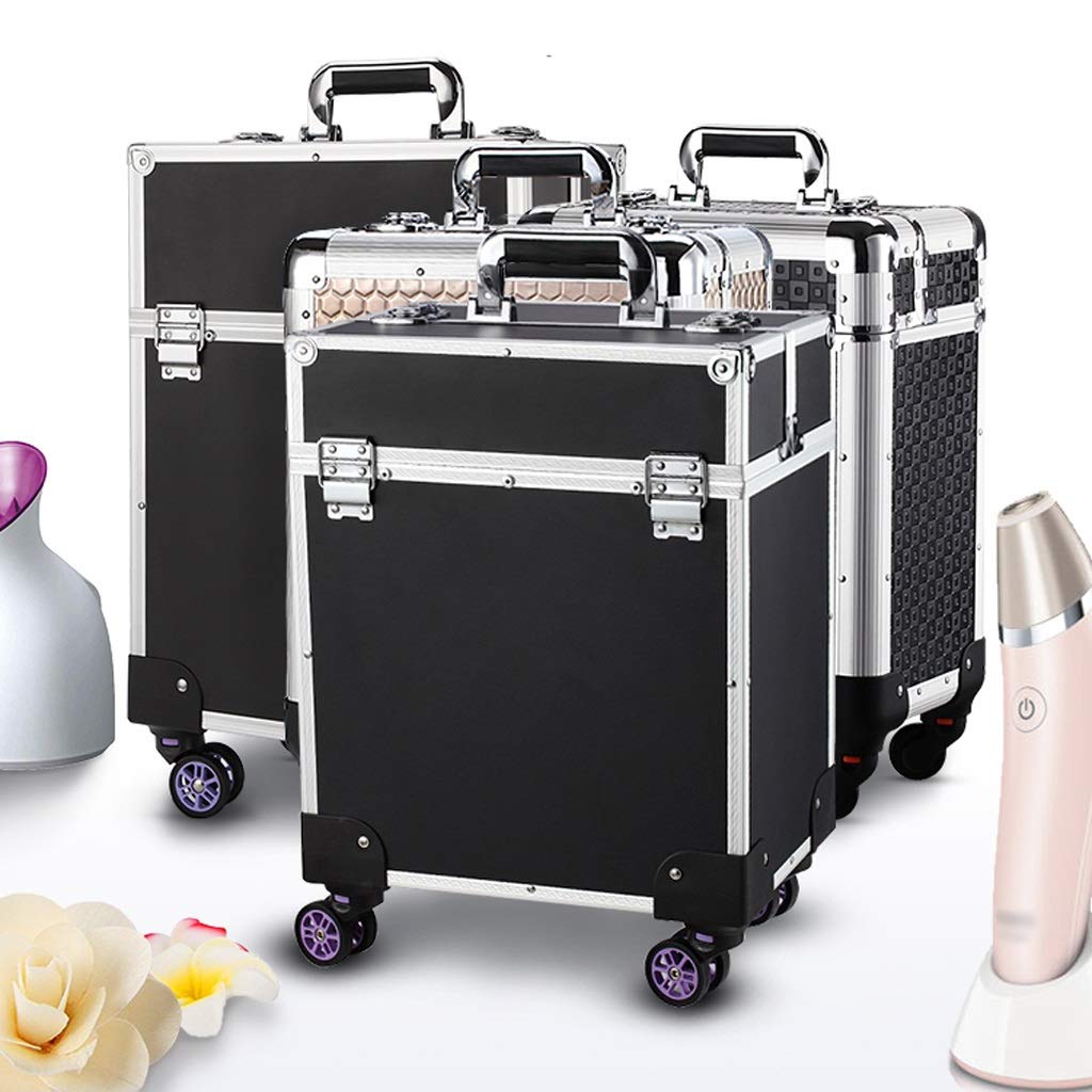 Cassetta degli Attrezzi Valigetta per Attrezzi in Lega di Alluminio Multifunzione Rolling Cosmetic Case Train Case Makup Trollry Beauty Vassoi Multistrato Grande Viaggio Cosmetic B