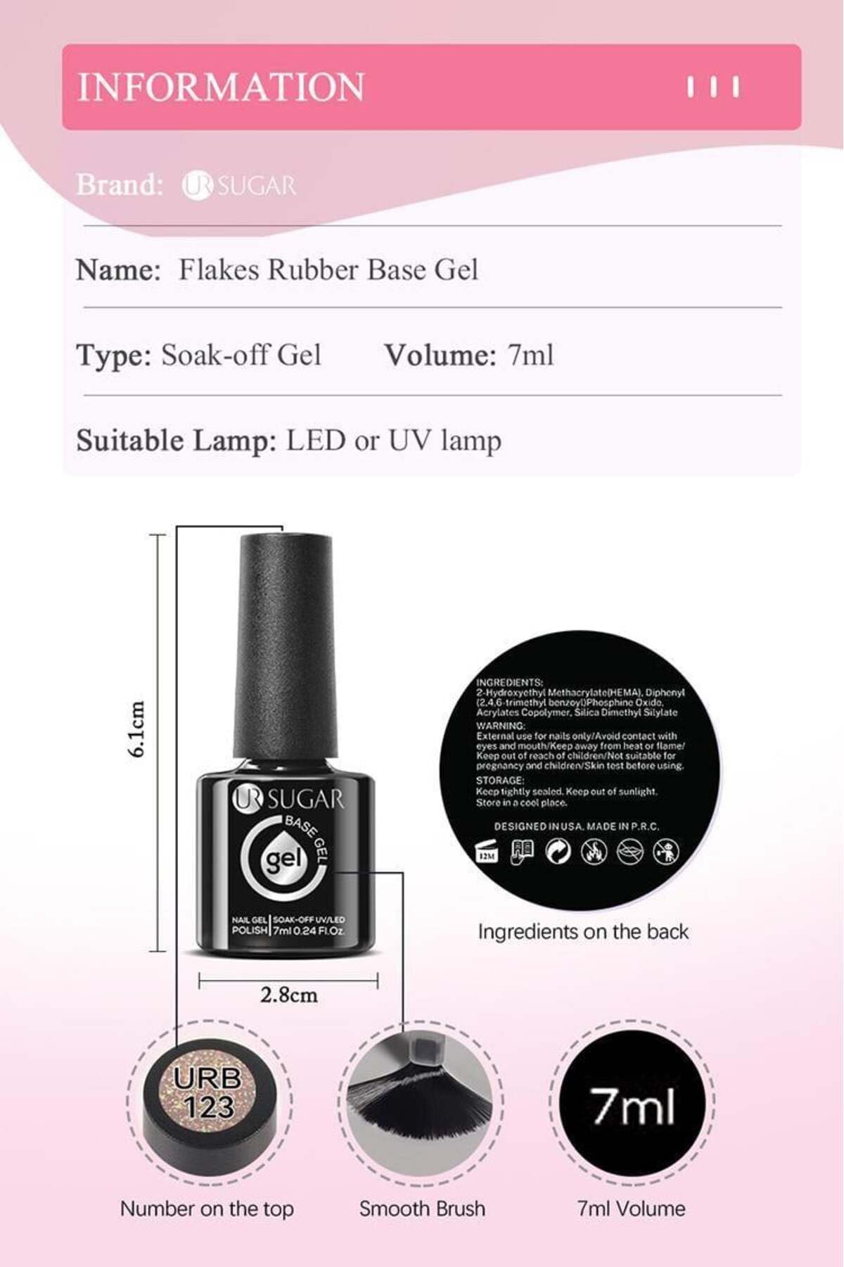 Tırnakmania Kalıcı Oje Flakes Rubber Base 7 Ml Urb124 4401