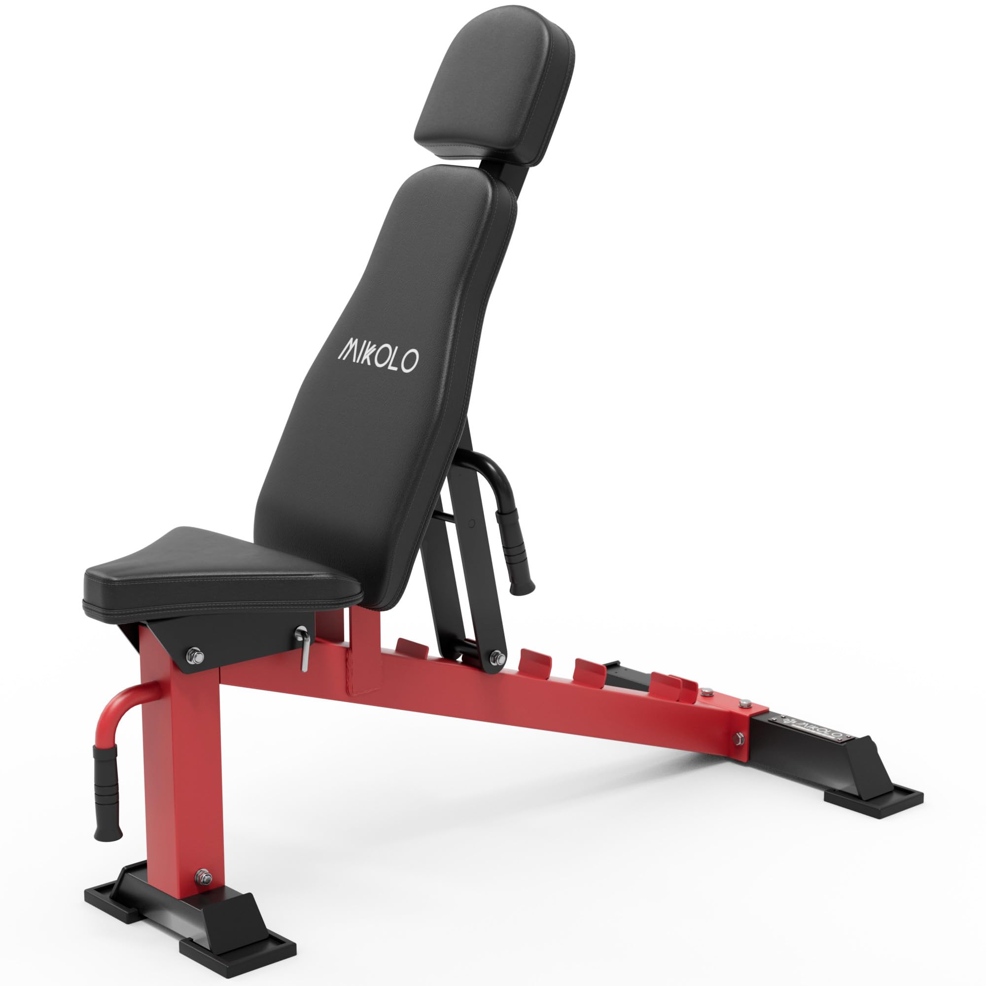 MikoloAdjustable Weight Bench, Adjustable Strength Training Bench for Body Workout, Workout Bench with 7 Back Positions-RED(2023 New)