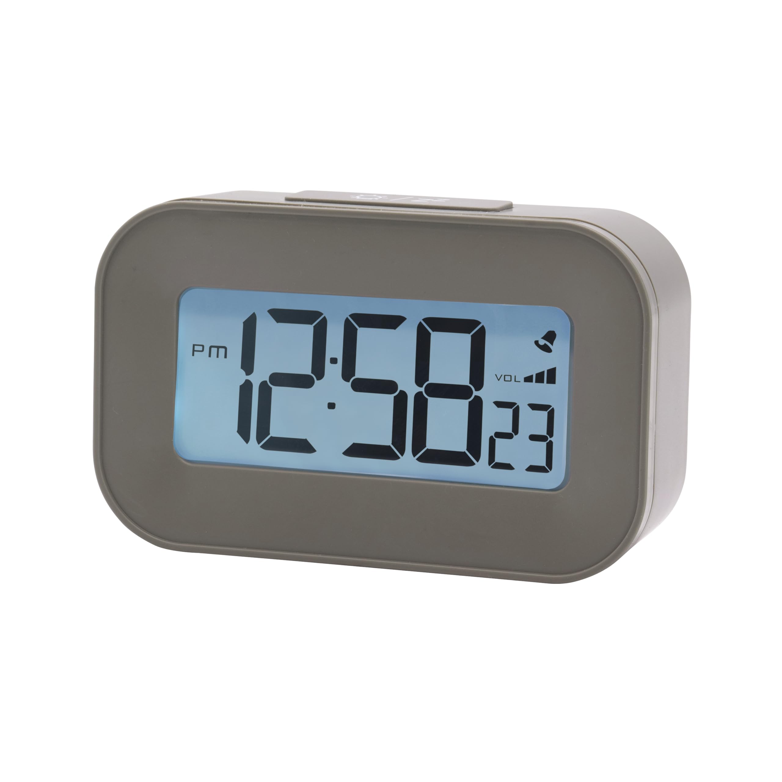 Acctim Kyle Digital Alarm Clock, Desk Clock, LCD Digital Display with White Backlight, Snooze Function, Volume Control (Jeep Grey)