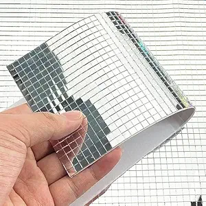 3600pcs Glass Mirror Stickers for Wall, Mirrors Mosaic Tiles Sticker, Square Glass Tiles Sticker, Bathroom & Dressing Mirror Stickers For Wall Decor Tile Sticker, 30 30 cm (Silver Sheet_2 PC)