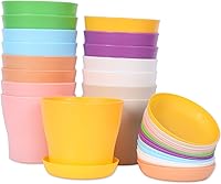 JERIA 16-Pack 4 Inch Plastic Nursery Pots - Thickened Seed Starting Flower Pots with Drainage Trays, 8 Colors for Indoor Outdoor Gardening