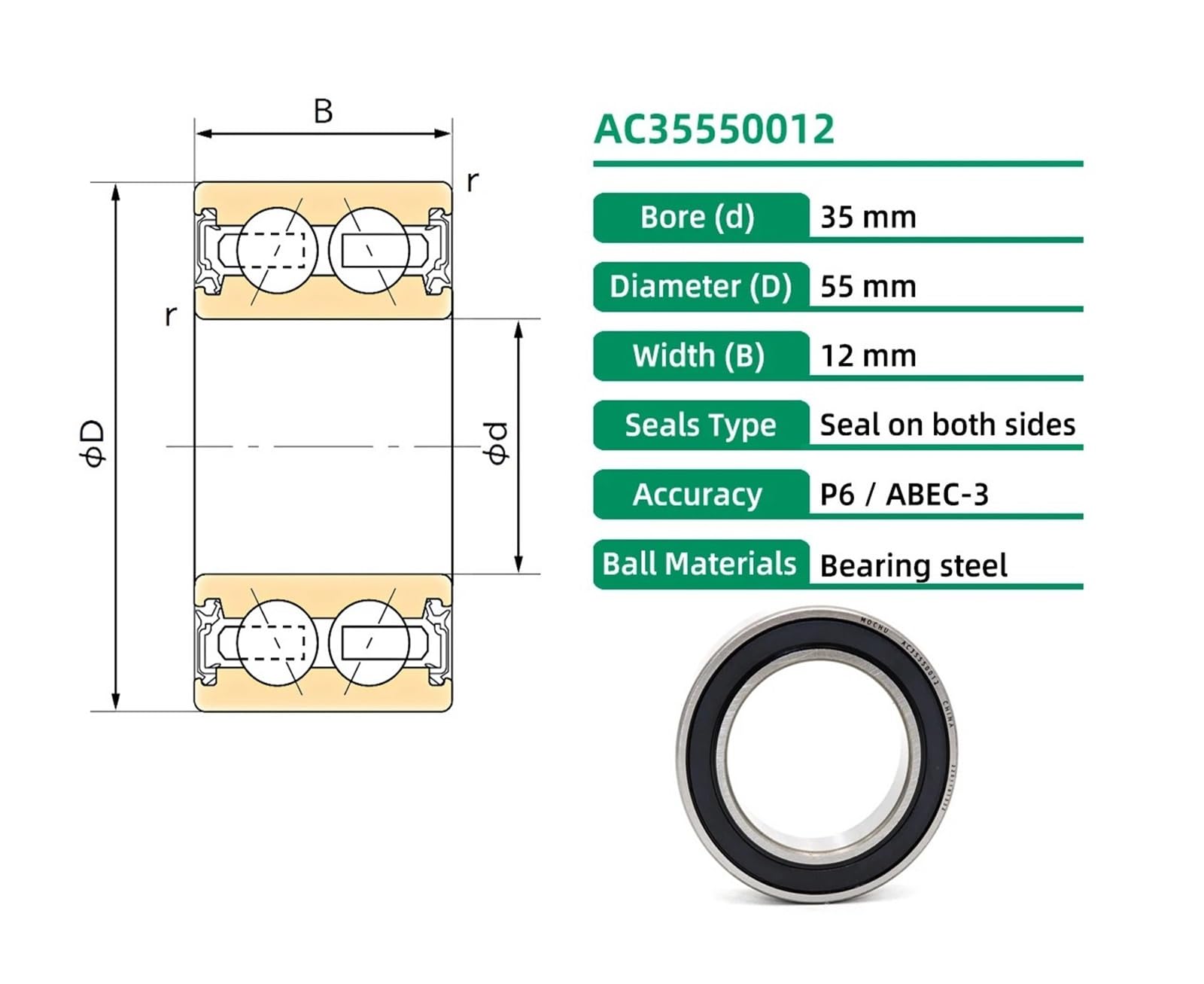 Roulements de Conditionnement AC35550012 35X55X12 35BD5512