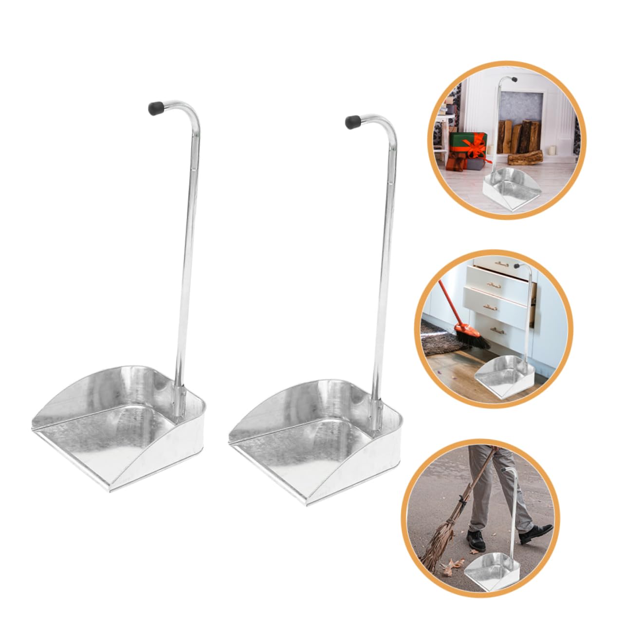 Pelle à Poussière en Métal Galvanisé Argenté, Lot de 2 Pièces