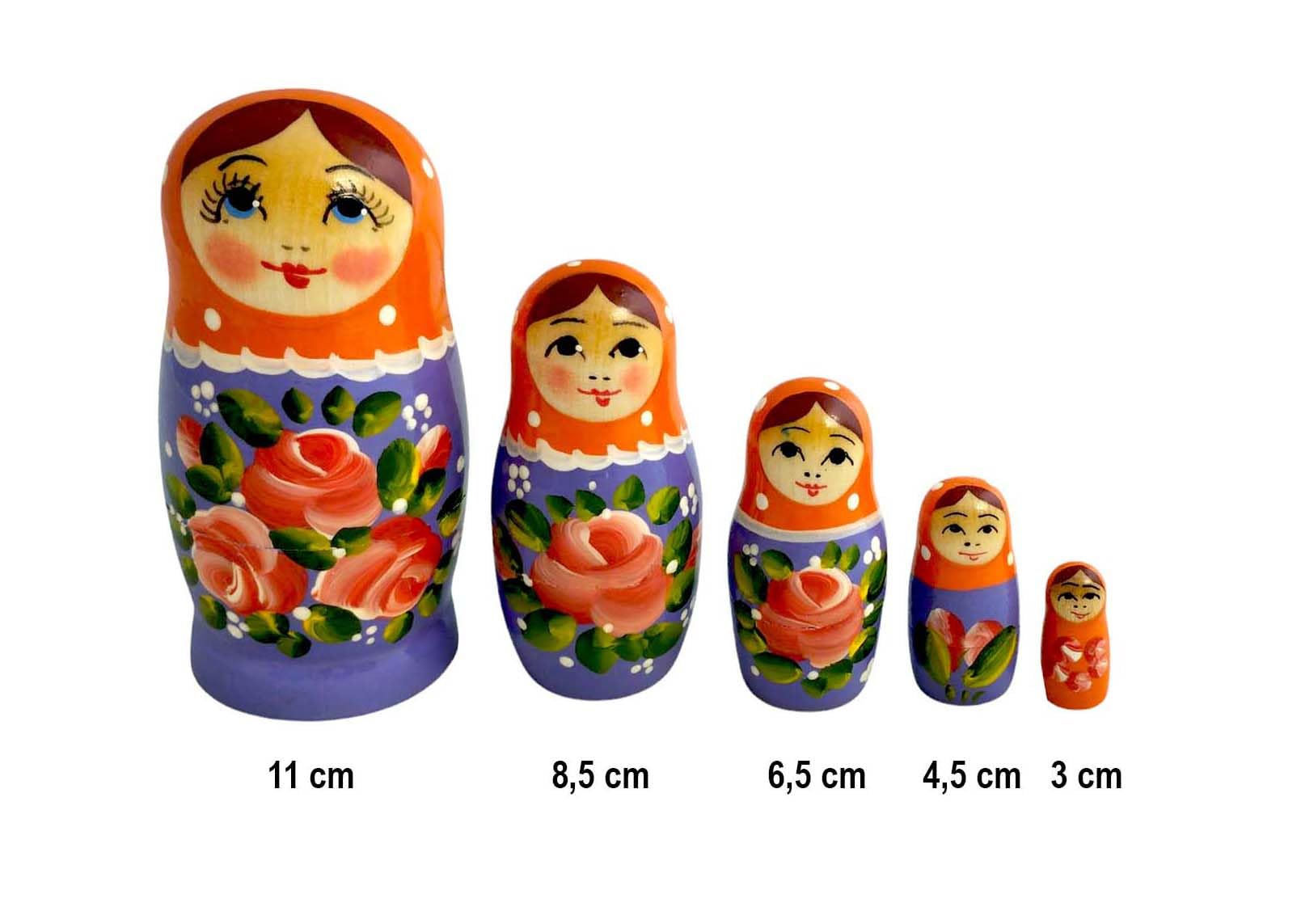 Matrioska Babushka 11 cm wysokość - 5 drewnianych lalek - różne wzory - Матрёшка Matruschka
