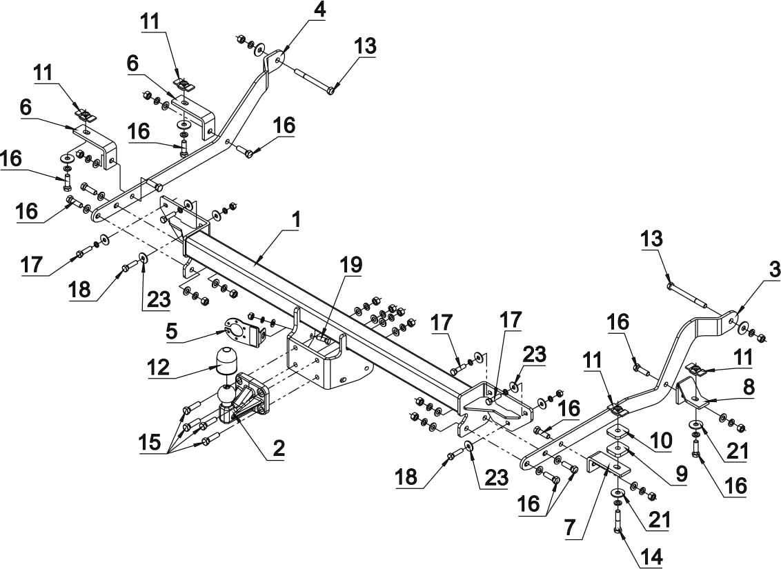 Gancio di traino completo fisso compatibile con Peugeot Boxer L4 L5 Furgone dal 06.2006 + universale kit elettrico 7 poli