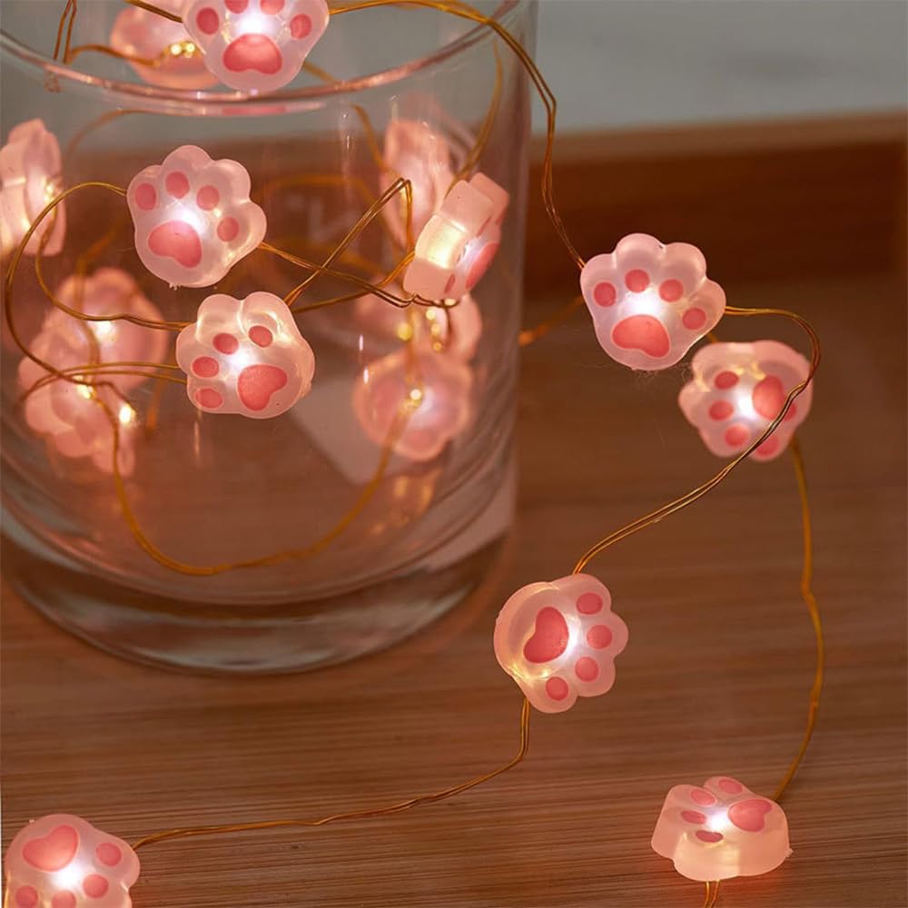 FANSU Outdoor Solar Garden Lights, Fairy Lights Solar Powered Waterproof, 8 Modes Lighting, Decorative Lighting for Garden Party Wedding Festival Home (Cat’s Paw,4m 20LED)