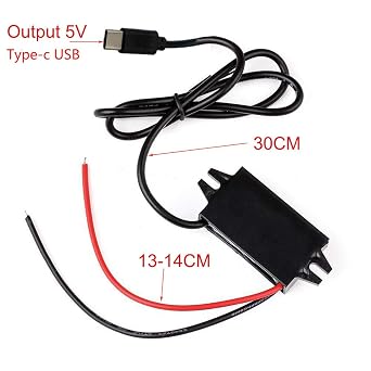 DC 12V/24V Input to DC 5V Output 3A 15W USB C Step Down Converter Back Module