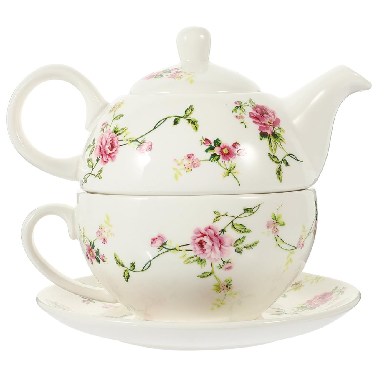 Keramik Teekannen-Set Mit Tasse Und Untertasse Platzsparendes Design FüR Afternoon Tea Elegantes WeißEs Teeservice FüR Teeliebhaber Und Geschenk