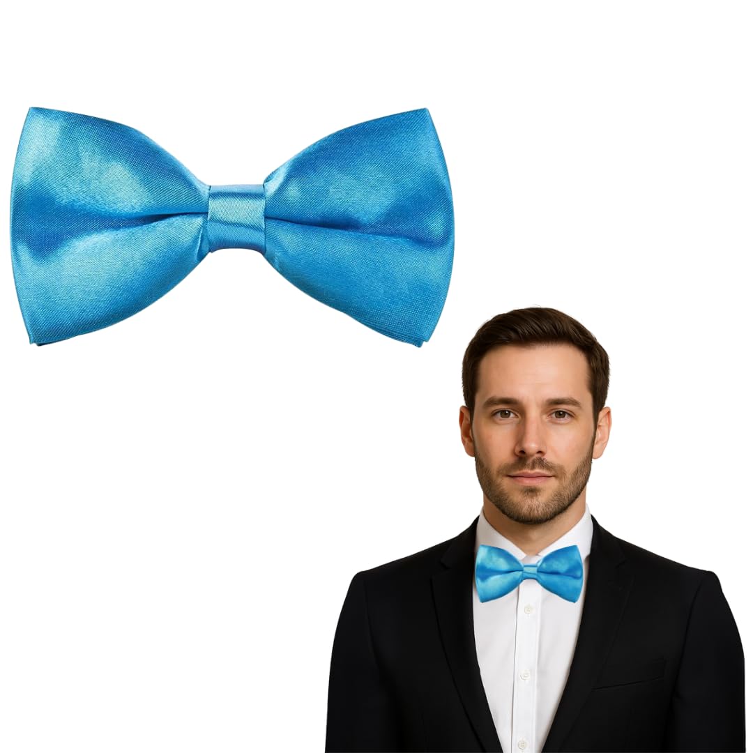 The Tie Company Men's Aqua Blue The Tie Co™ Adjustable Clip On Bow Ties, Clip On Pre-Tied Bow Tie For Wedding Party (Aqua Blue)