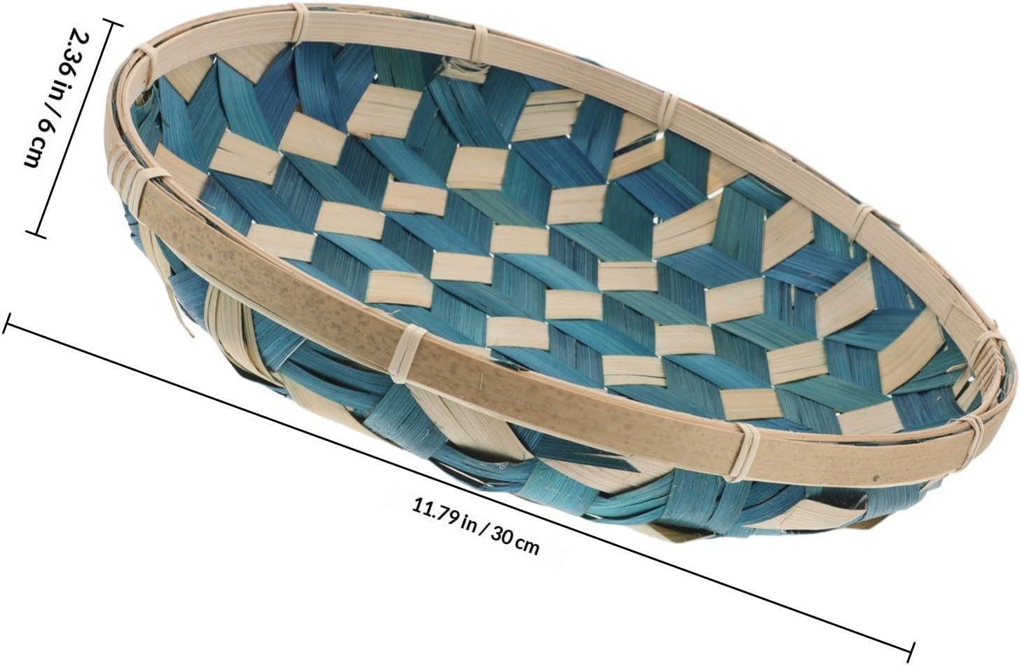 Basket Tray in Blue, Multifunctional Woven Bread and Fruit Basket for Kitchen and Dining Use, Elegant and Sturdy Serving Plate for Daily Food Organization