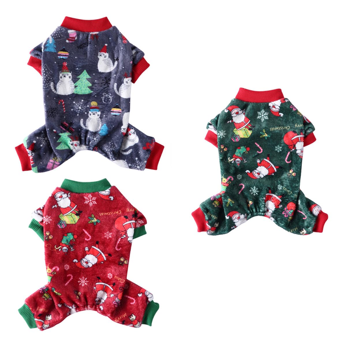 INOOMP Weihnachtliche Hundebekleidung aus Korallfleece 3 Stück mit Schneeflocken und Rentiermotiv Warm und Gemütlich für Kalte Tage im Auto und Zuhause