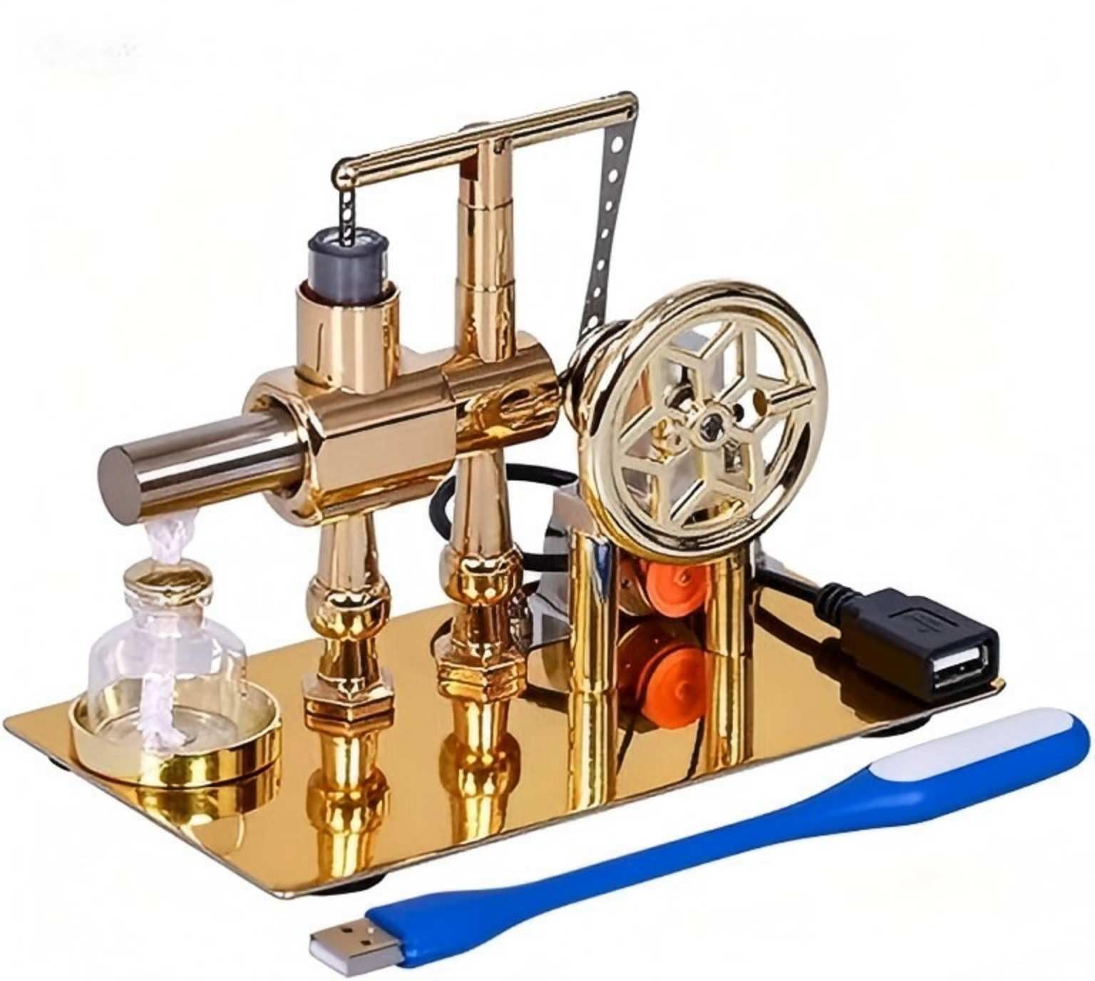 Photo 1 of *** MISSING PIECES***
Hot Air Stirling Engine Motor Model,Stirling Engine Kit, Single-Cylinder Metal Stirling Engine External Combustion Engine Motor,DIY Hot Air Engine Gift of Air for Desktop EducationalToy (Gold)