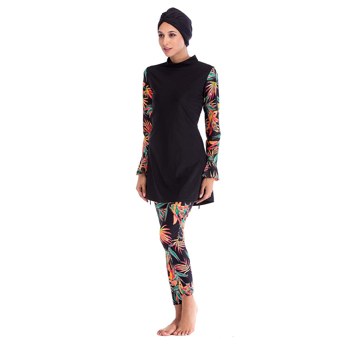 Buy seafanny Womens' Modest Muslim Burkini Print 3 Pieces Swimwear