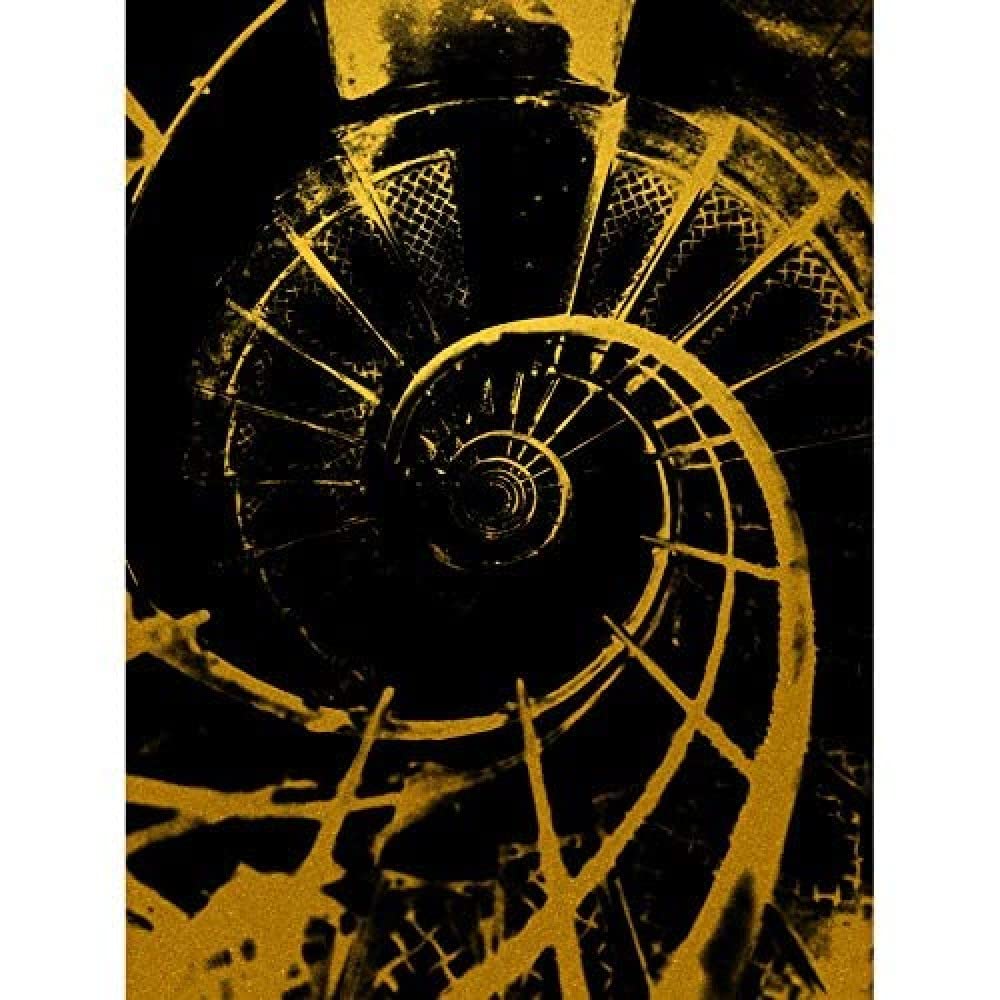 Artery8 Gold Effect Yellow Black Spiral Staircase Architecture Unframed Art Print Poster Wall Decor 12x16 inch