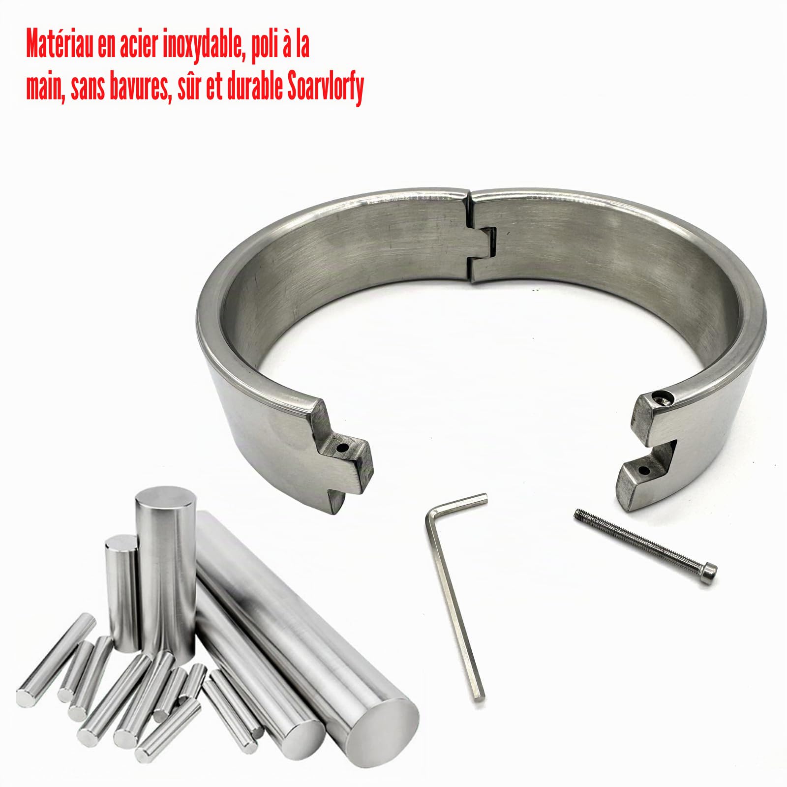 Collier Fétichiste de 4 cm Hauteur avec Anneau de Traction, Collier de Cou en Acier Inoxydable Bondage, Collier Sexuel en Métal, Jouet Sexuel BDSM pour Hommes, Femmes, Couples, Argent