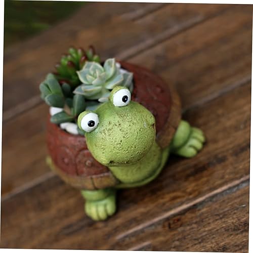 Miniatura 3 de Yardwe Moldes únicos de tortuga para suculentas, mini macetas de resina para macetas en casa y oficina