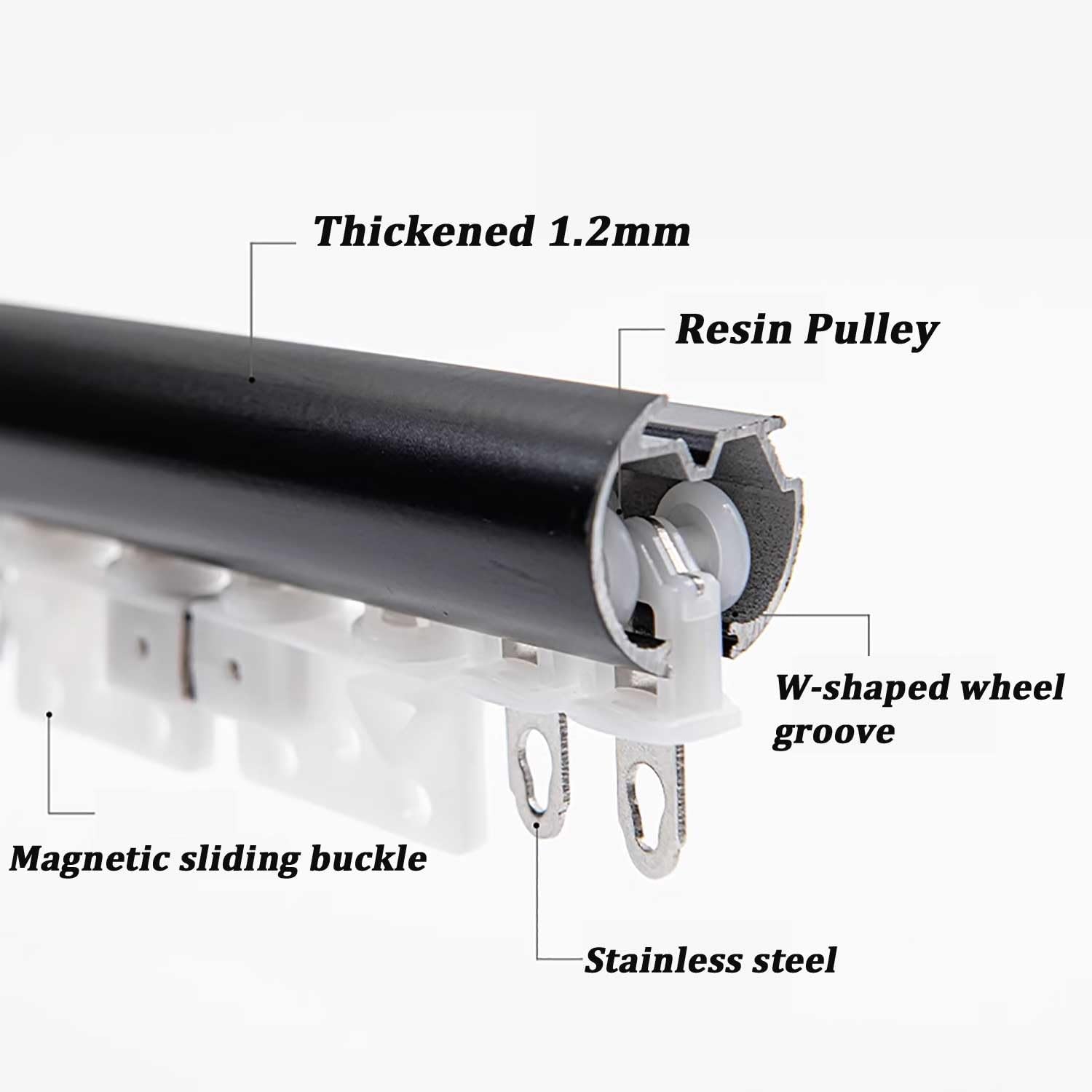 Silent Sliding Rail Wandmontierte Doppelschiene Gardinenschiene Vorhangschiene 2-läufig Komplettset mit Zubehör for Vorhänge Fenster Balkon Büros Hotels(3.2m(10.5ft))