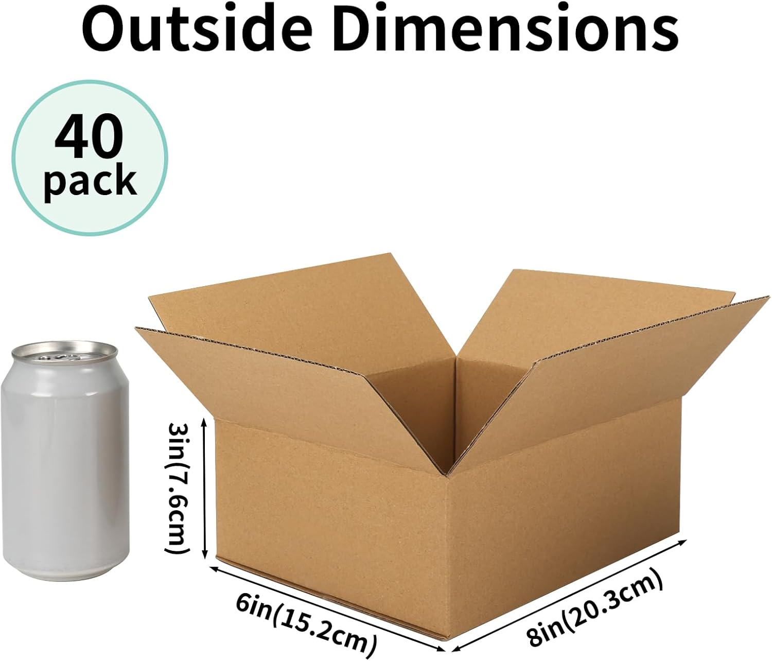 crugla 40 packs 8x6x3 shipping boxes for small business, corrugated cardboard boxes bulk for shipping packing mailing 8x6x3 inch brown