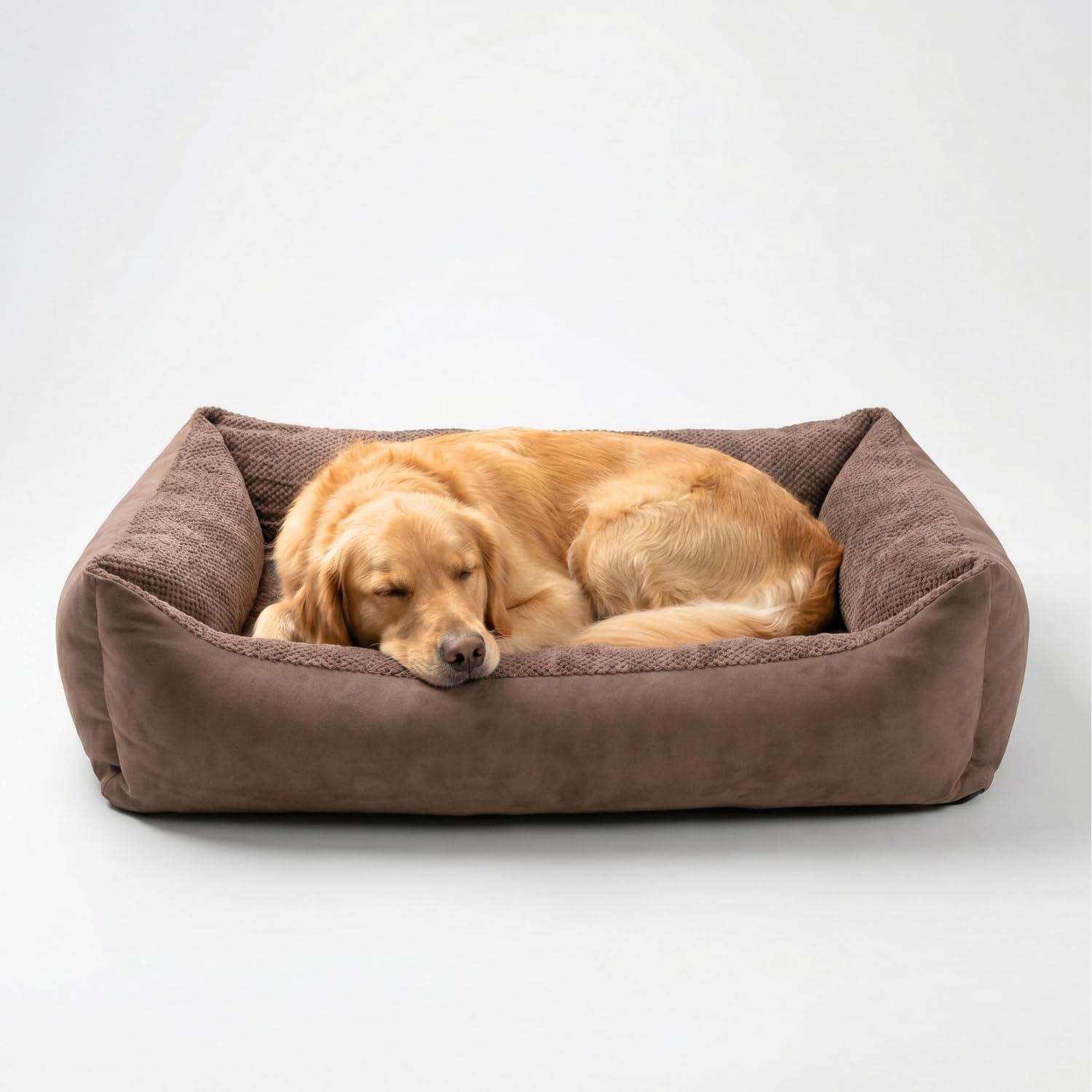 4L Textil TEO Cama para Perros Medianos Lavable y Desenfundable – Sofá para Perros en Tejido Resistente, Cojín Cómodo – 80x60 cm, Marrón | Con cremallera, lavable a máquina